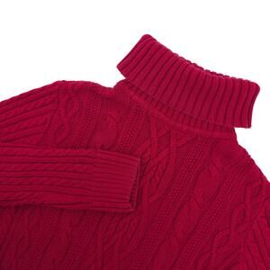Croft & Barrow Cable Knit Turtleneck Sweater Women Small Red Cotton Winter Cozy
